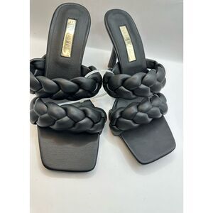 Billini Women's Black Braided Leather Salida Mule Heels Size 6